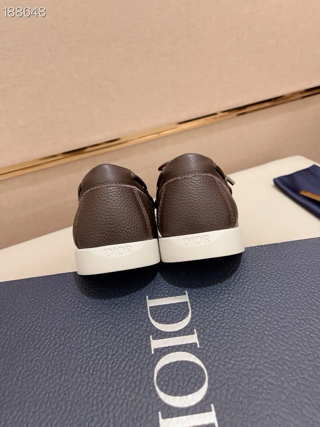 Brown White Pebbled Leather Moc-Toe Stitching Boat Shoes 2