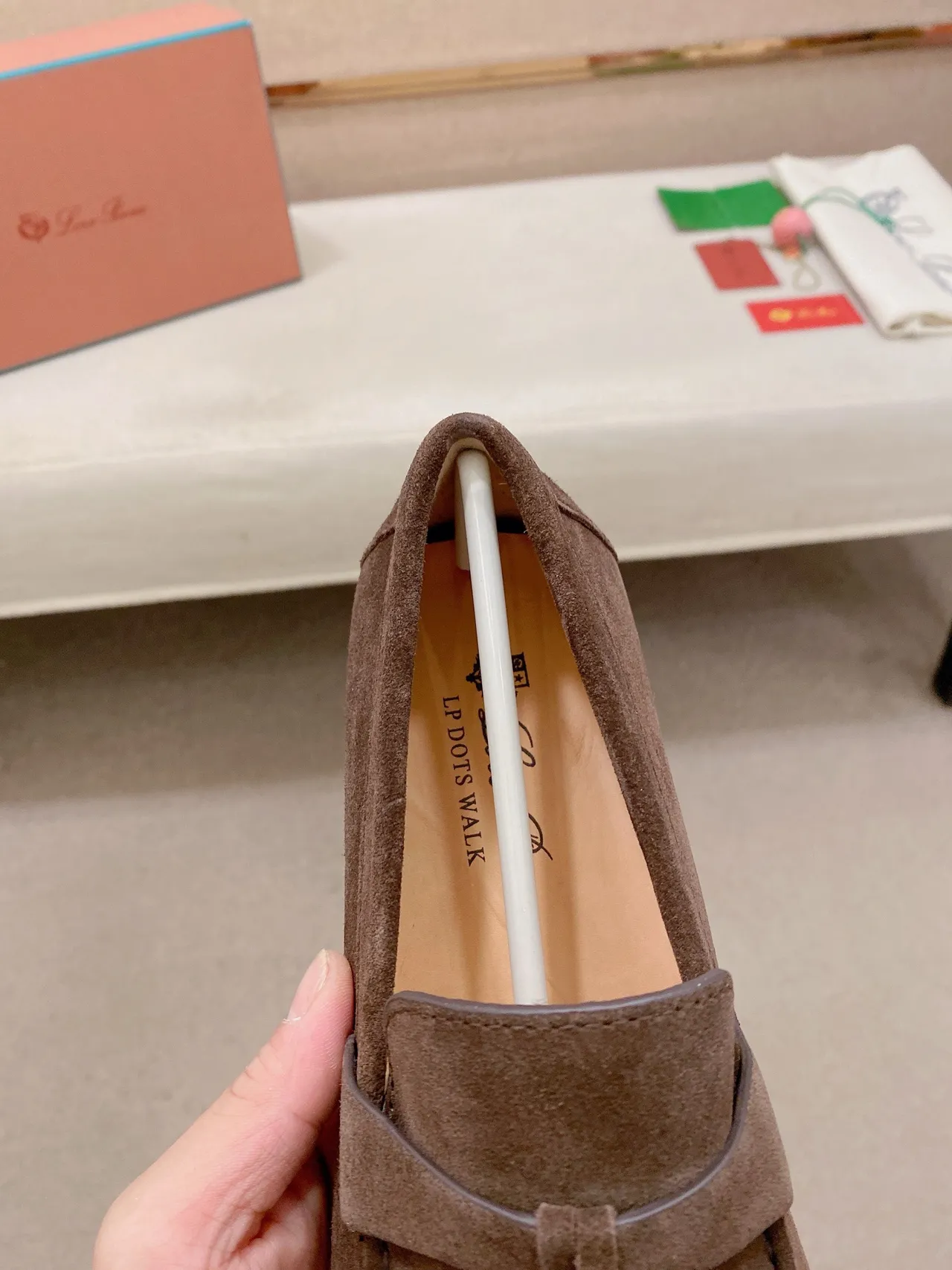 Brown White Suede Upper Metal-Accented Strap Loafer 6
