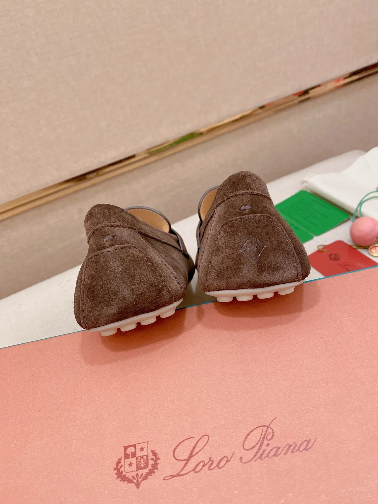 Brown White Suede Upper Metal-Accented Strap Loafer 8