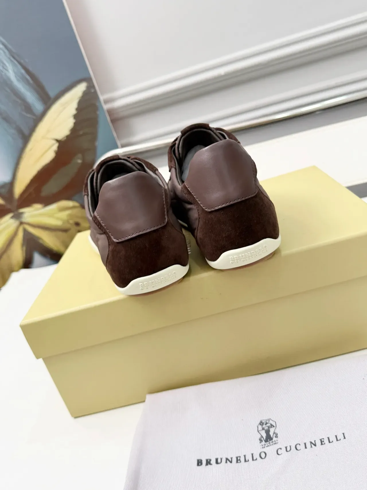 Brunello Cucinelli Brown Suede and Textile Low-Top Lifestyle Sneakers 4