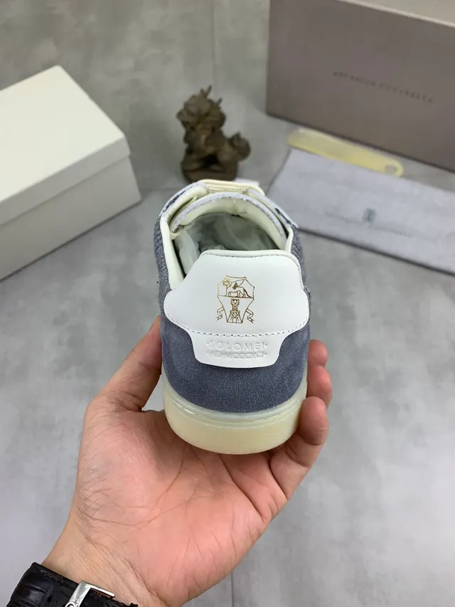 Brunello Cucinelli Gray Knit and Suede Lifestyle Sneaker 2