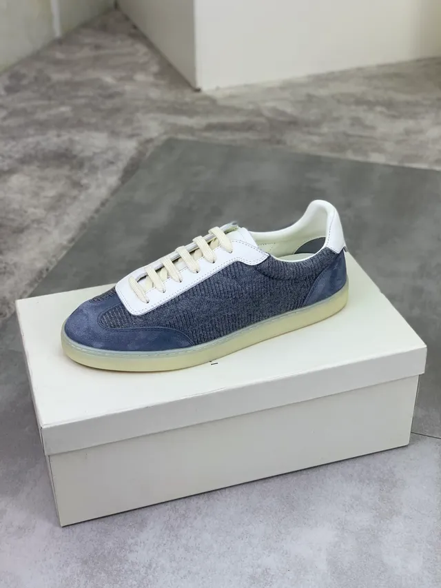 Brunello Cucinelli Gray Knit and Suede Lifestyle Sneaker 3