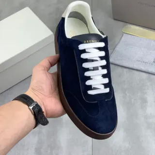 Brunello Cucinelli Navy Suede White Lace Lifestyle Sneakers