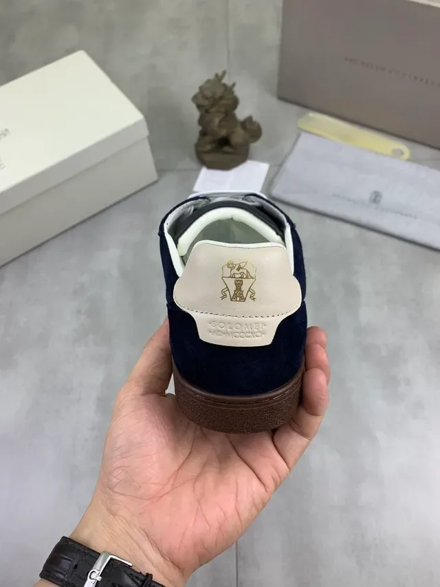 Brunello Cucinelli Navy Suede White Lace Lifestyle Sneakers 3