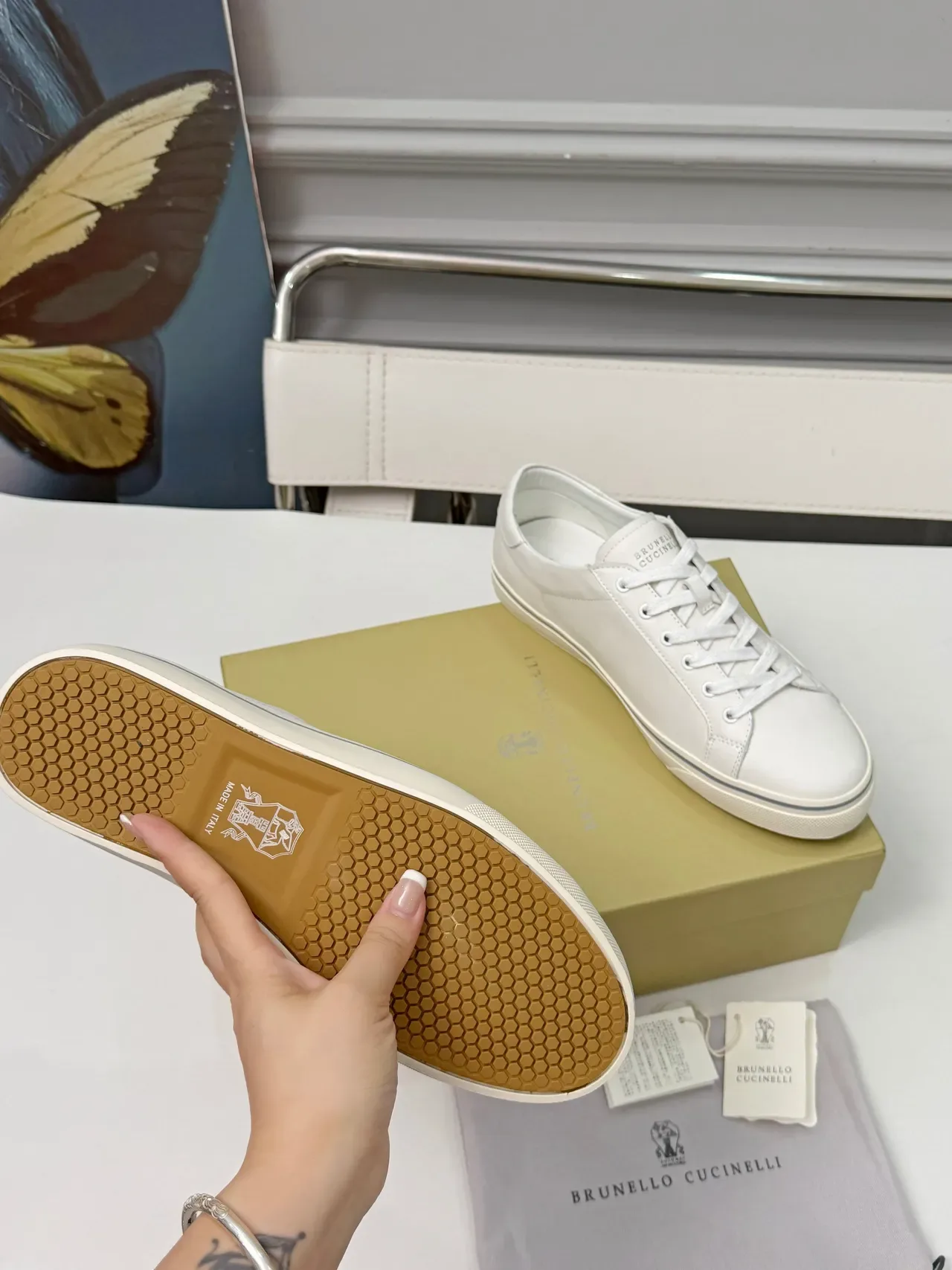 Brunello Cucinelli White Leather Minimalist Lifestyle Sneakers 2