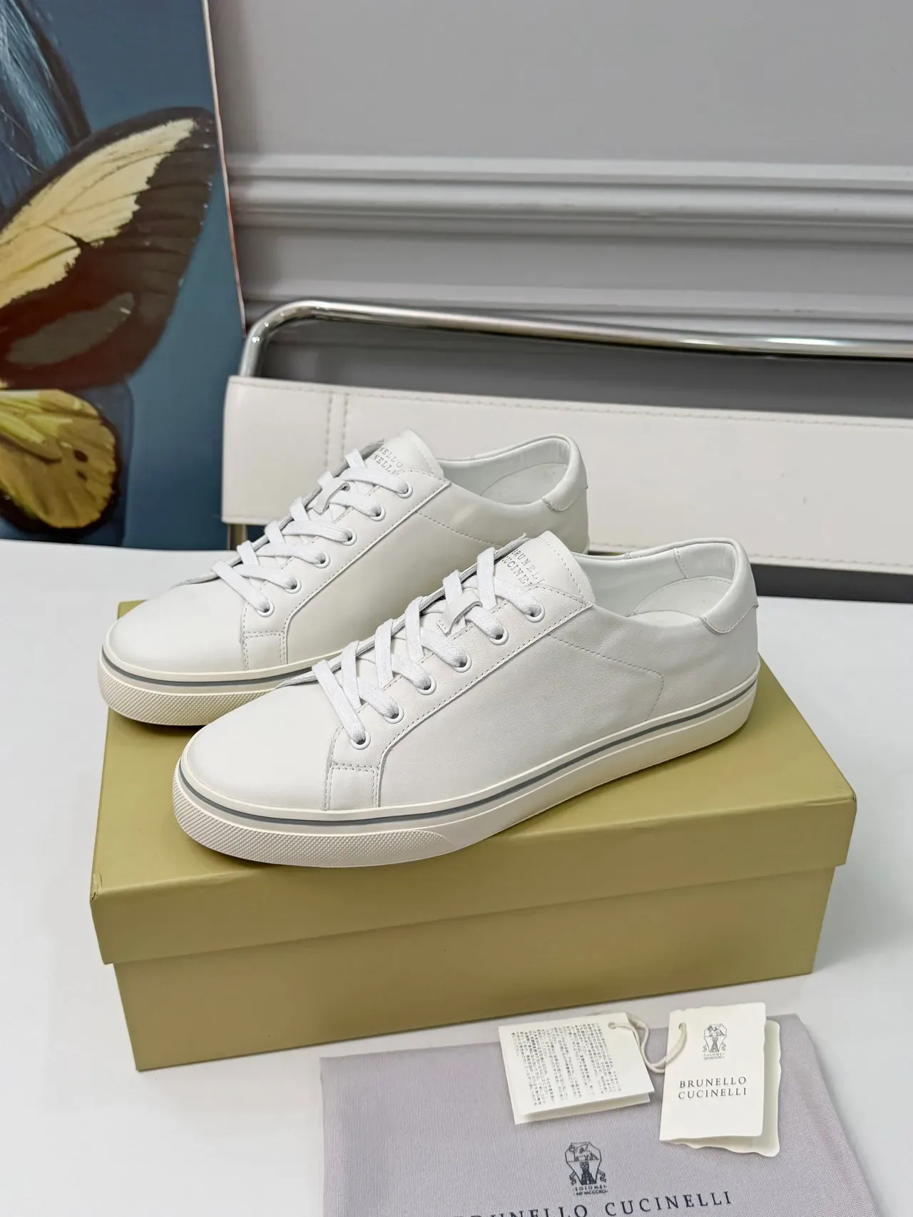 Brunello Cucinelli White Leather Minimalist Lifestyle Sneakers 5