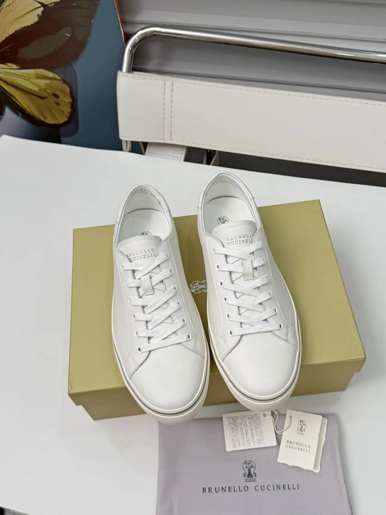 Brunello Cucinelli White Leather Minimalist Lifestyle Sneakers 6