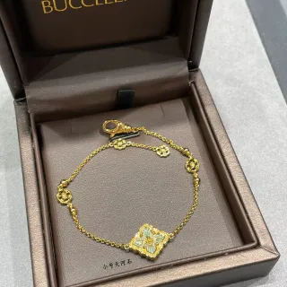 Buccellati Pulsera de cadena de oro con esmalte floral