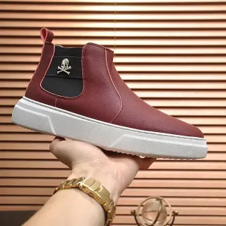 Burgundy Black Leather Upper Elastic Side Gussets Chelsea Boots