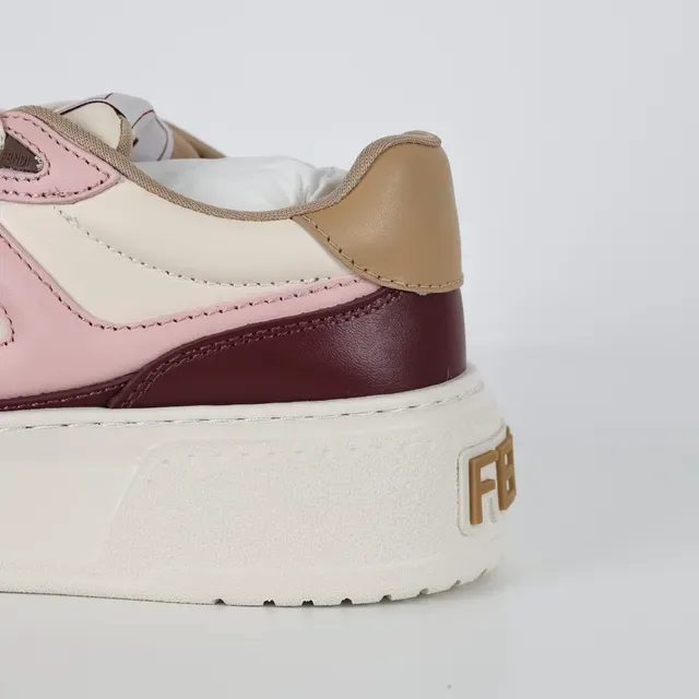 Burgundy Pink Beige Cream Multi-Panel Platform Lifestyle Sneakers 4