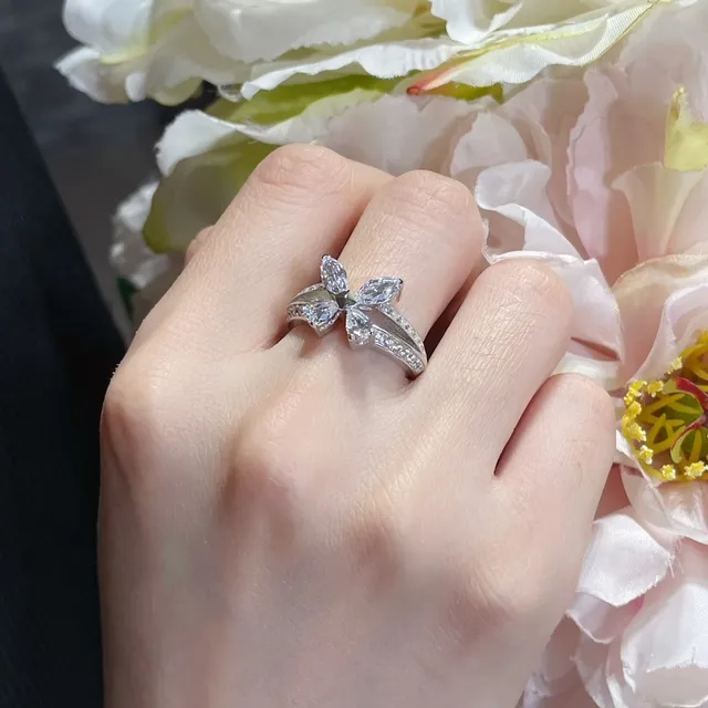 Butterfly Motif Marquise and Pear-Cut Stone Ring 9