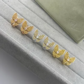 Butterfly Pavé Yellow Stone Clip-On Earrings