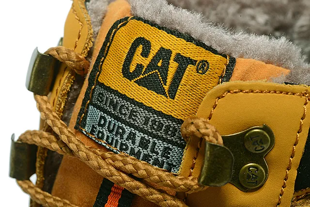 CAT Brown Black Tan Leather Padded Collar Work Boots 6