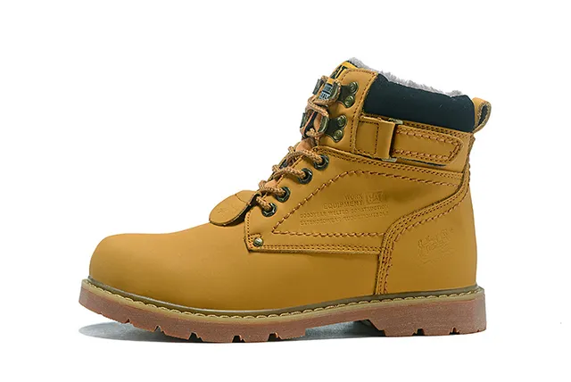 CAT Brown Black Tan Leather Padded Collar Work Boots 13