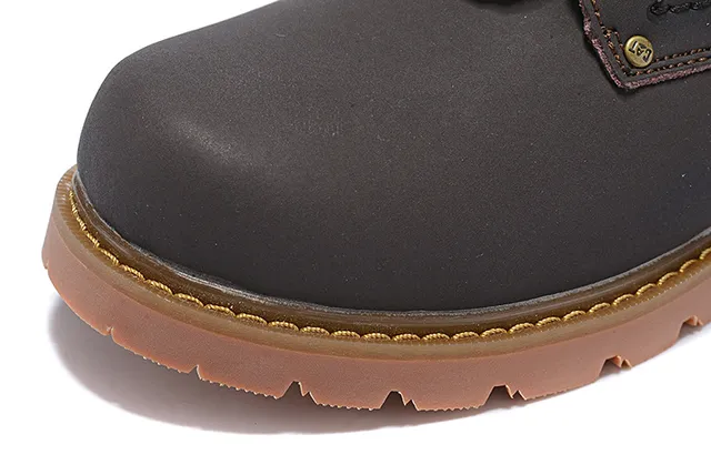 CAT Brown Black Tan Leather Padded Collar Work Boots 19