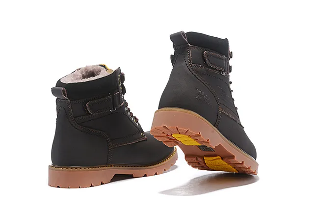 CAT Brown Black Tan Leather Padded Collar Work Boots 20