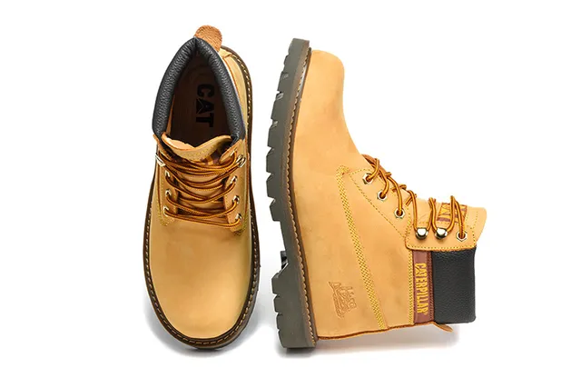 Caterpillar Original Work Boot بيج أسود كاكي أنتمي أعلى ياقة مبطن أحذية عمل 7