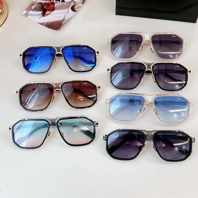 Cazal Black Silver Angular Shield Frame Perforated Metal Temples Sunglasses 3