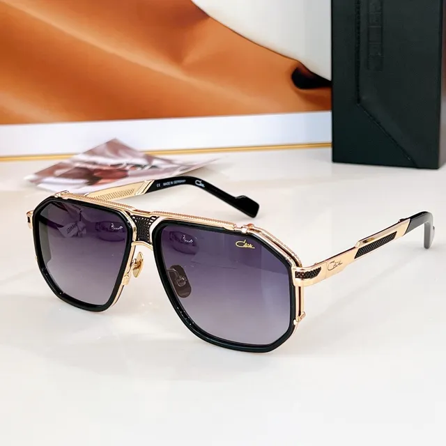 Cazal Black Silver Angular Shield Frame Perforated Metal Temples Sunglasses 5