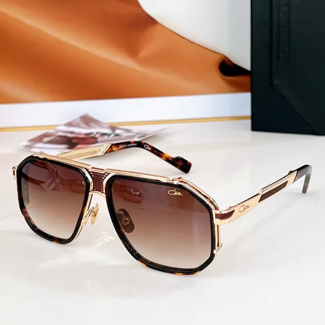 Cazal Black Silver Angular Shield Frame Perforated Metal Temples Sunglasses 8