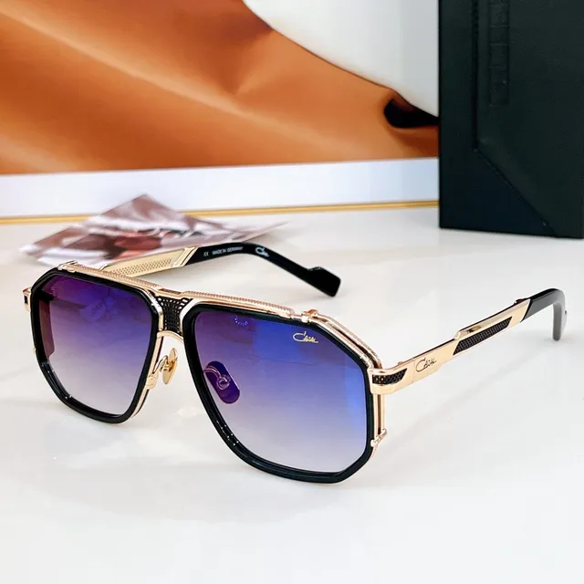 Cazal Black Silver Angular Shield Frame Perforated Metal Temples Sunglasses 9