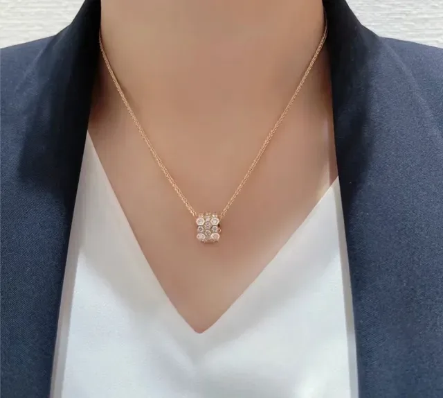 CHAUMET Bee My Love Honeycomb Pavé Pendant Necklace 9