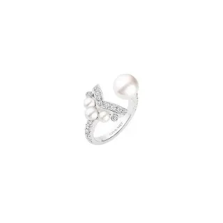 Chaumet Joséphine Asymmetrical Pearl and Diamond Ring