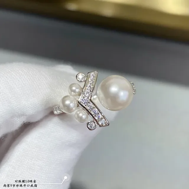 Chaumet Joséphine Asymmetrical Pearl and Diamond Ring 2