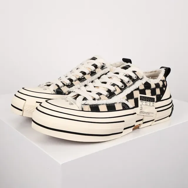 Checkerboard Shearling-Lined Platform Sneakers 2