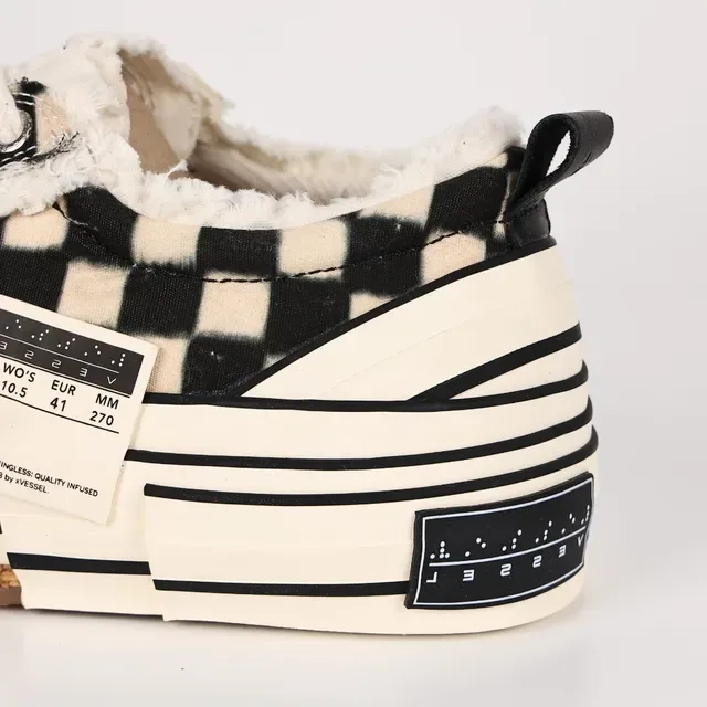 Checkerboard Shearling-Lined Platform Sneakers 4