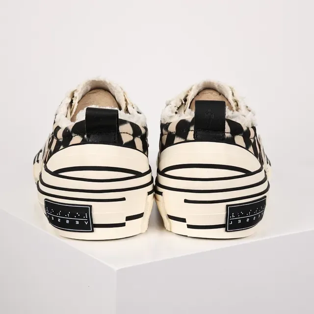 Checkerboard Shearling-Lined Platform Sneakers 8