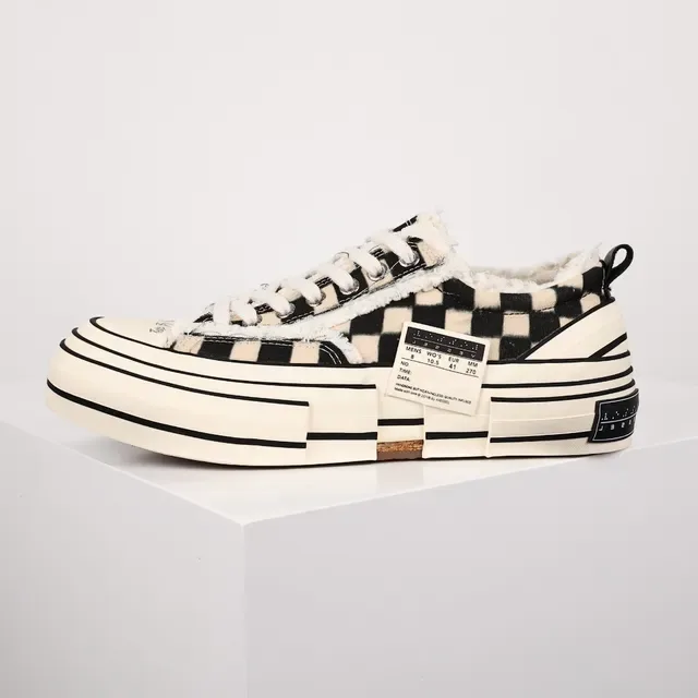 Checkerboard Shearling-Lined Platform Sneakers 9