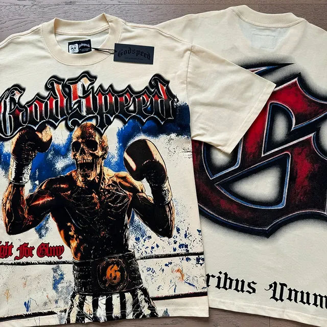 Cream Graphic-Print Oversized Band-Themed T-Shirt 4