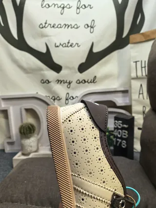 Cream Perforated Dual-Strap Mary Jane Shoes 3
