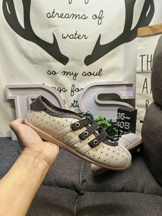 Cream Perforated Dual-Strap Mary Jane Shoes 5