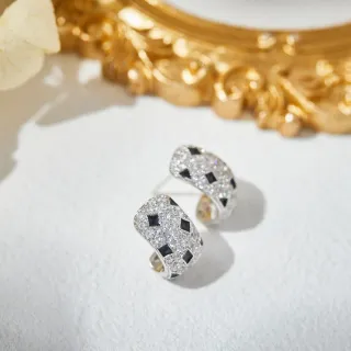 Crystal and Black Square Inlay Hoop Earrings