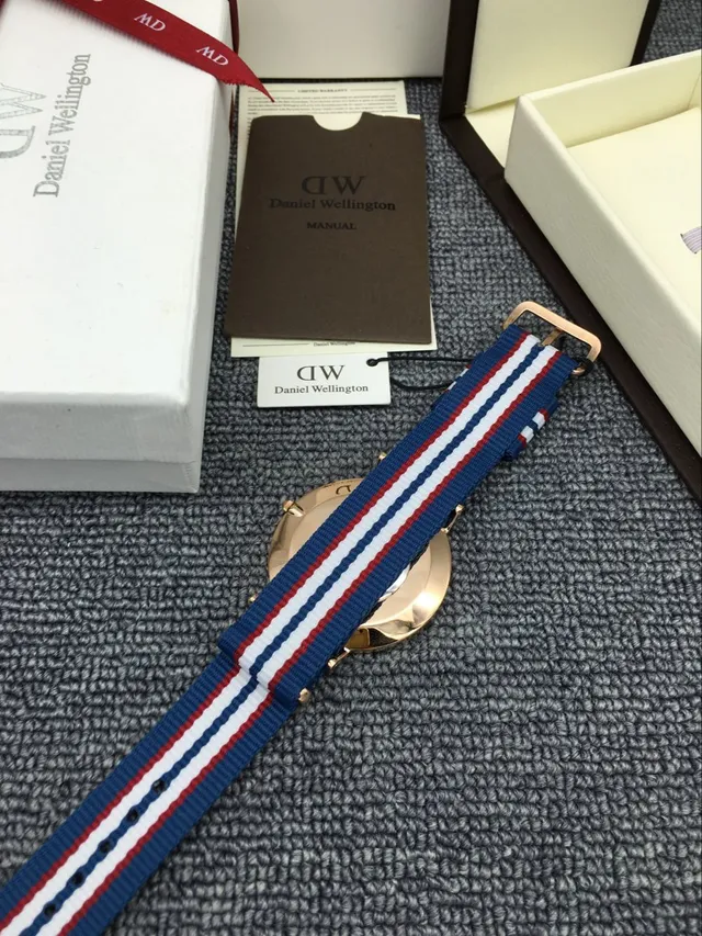 Daniel Wellington Classic White Dial Rose-Gold Tone NATO Strap Quartz Watch 5