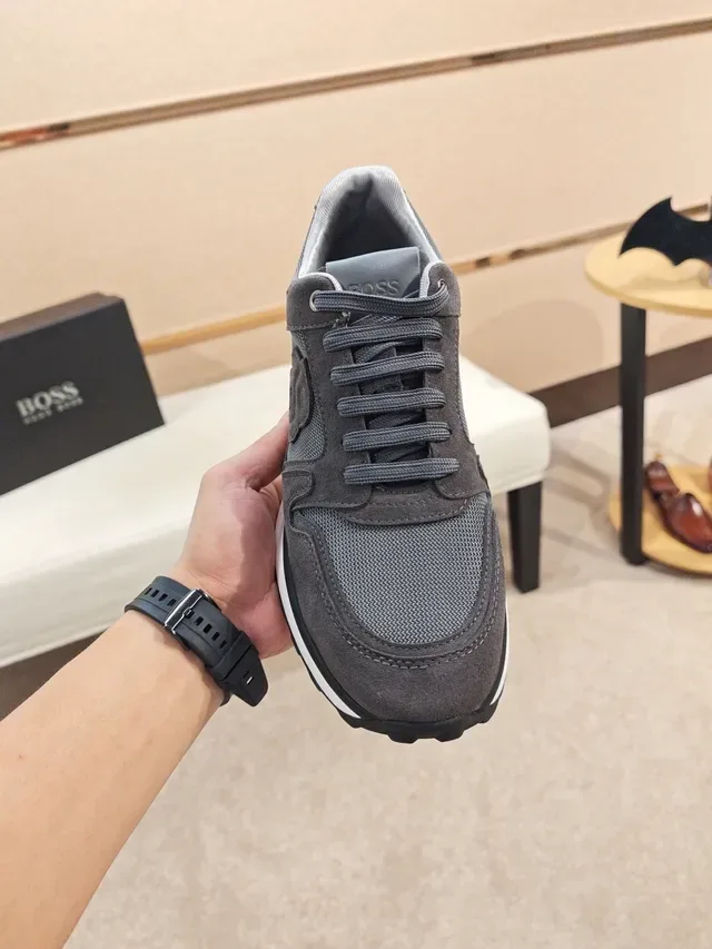 Dark Gray Suede and Mesh Low-Top Lifestyle Sneaker 5