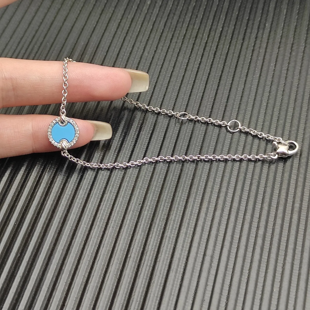 David Yurman Albion Blue Enamel Pavé Bracelet 6