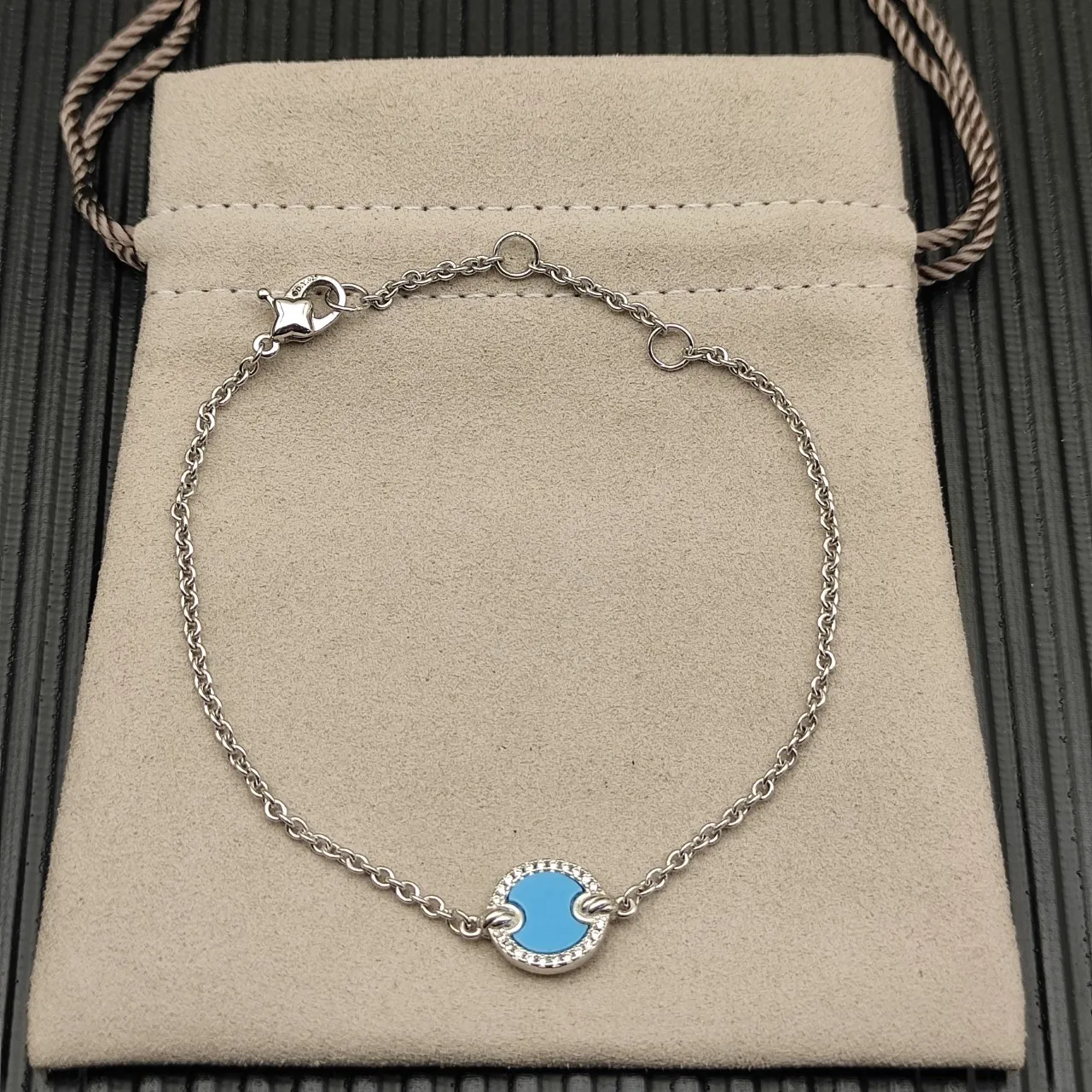 David Yurman Albion Blue Enamel Pavé Bracelet 9