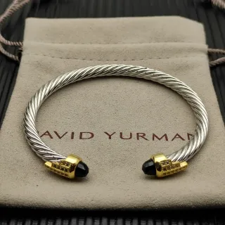 David Yurman Cable Classics سوار معدني فضي ذهبي ملتوي ثنائي اللون