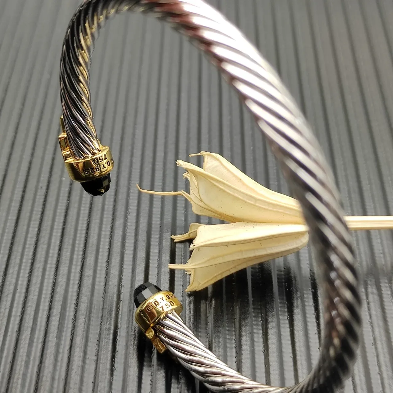 David Yurman Cable Classics Silver Gold Twisted Dual-Tone Metal Bracelet 6