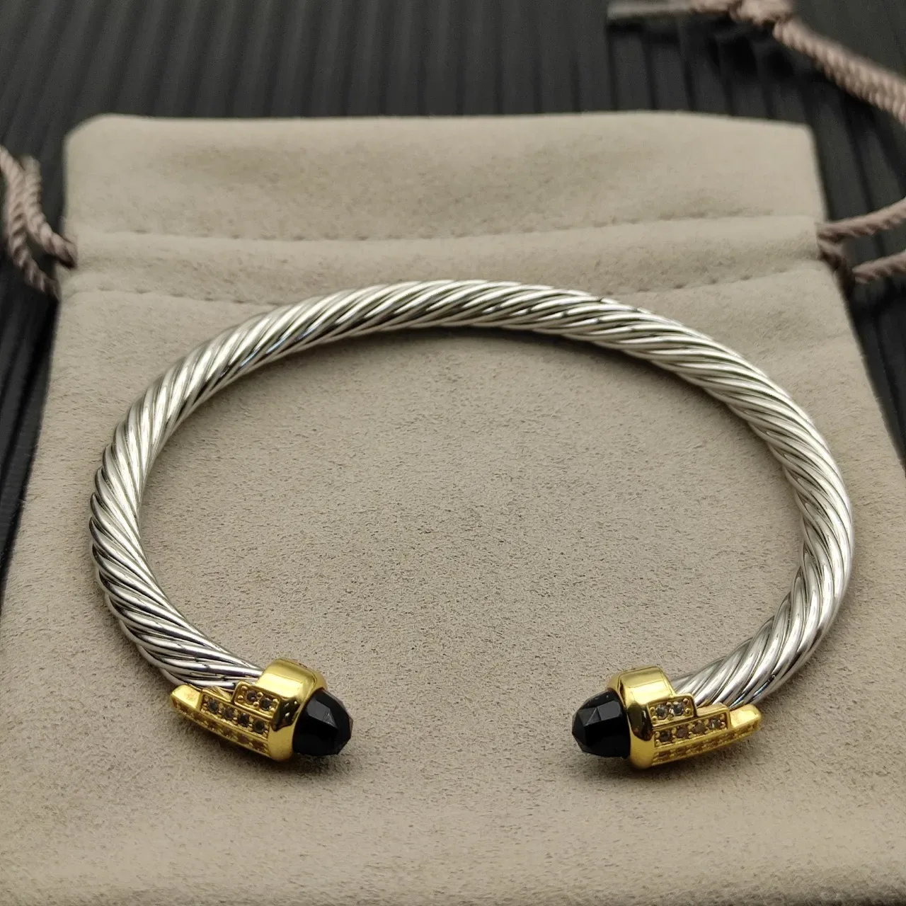 David Yurman Cable Classics Silver Gold Twisted Dual-Tone Metal Bracelet 9