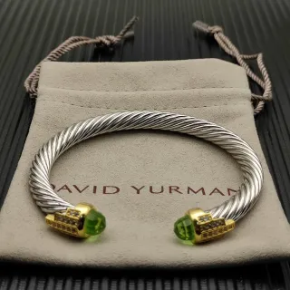 David Yurman Cable Classics سوارة فضية ذهبية ملتوية ثنائية اللون