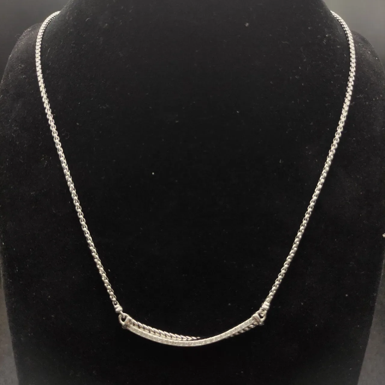 David Yurman Cable Classics Two-Tone Curved Bar Necklace 9