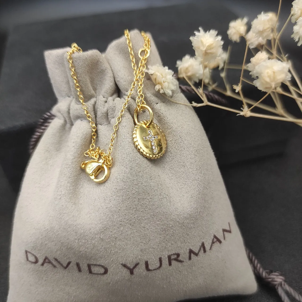 David Yurman Cable Collection Collier avec pendentif en diamant en forme de croix 7