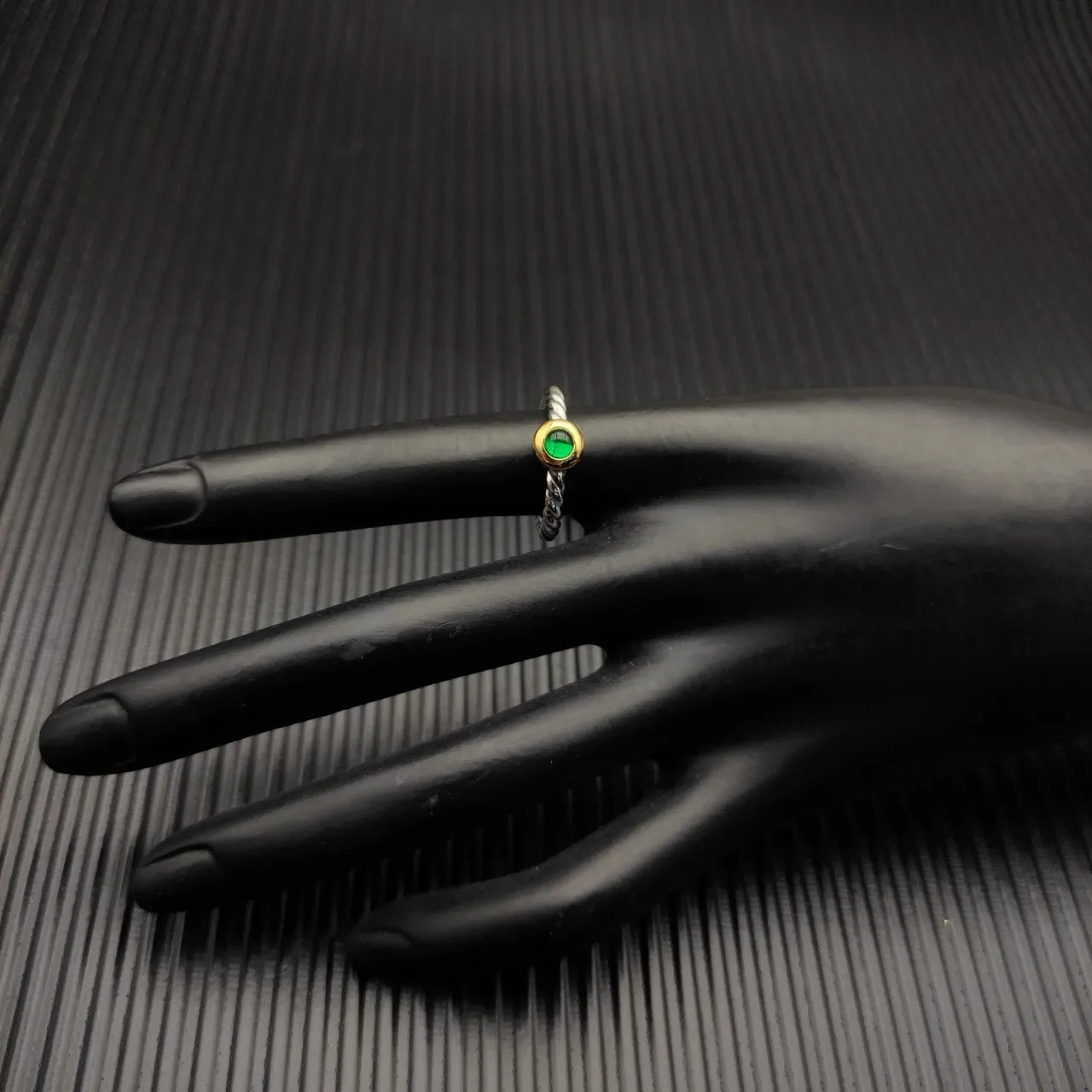 David Yurman Cable Collectibles Green Cabochon Ring 3