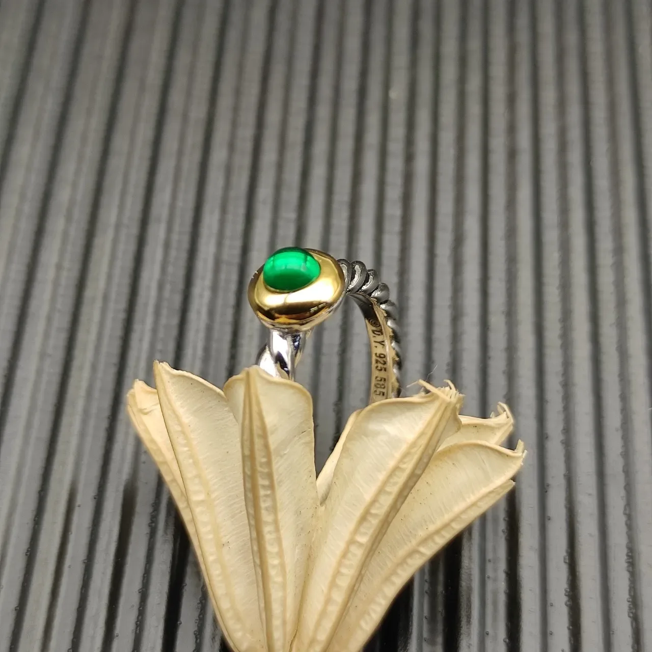 David Yurman Cable Collectibles Green Cabochon Ring 4