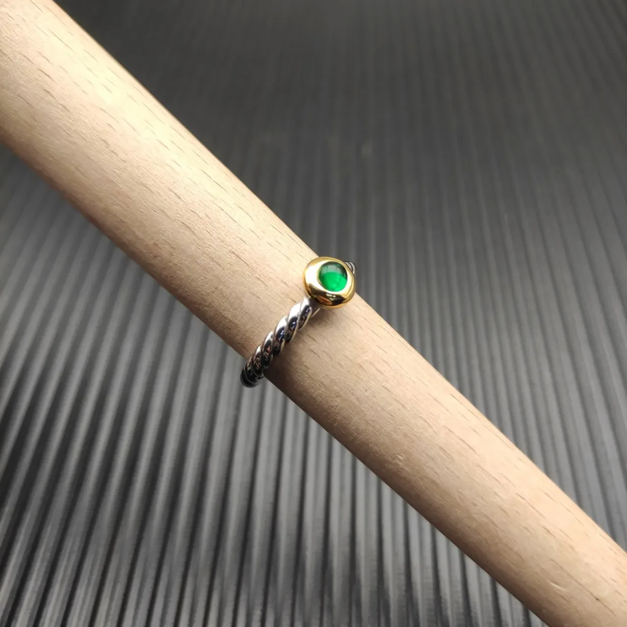 David Yurman Cable Collectibles Green Cabochon Ring 5