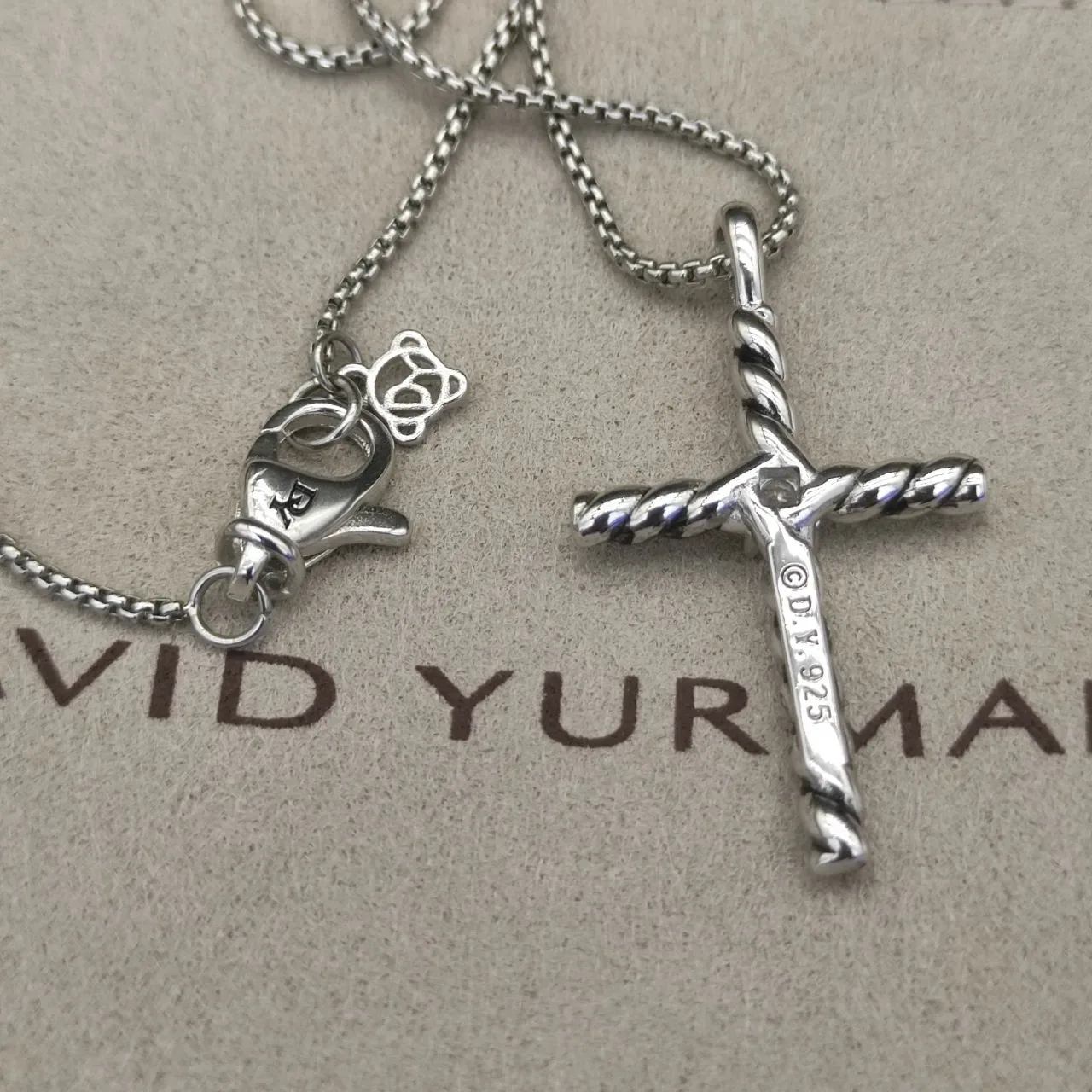 David Yurman Cable Cross Silver Twisted Pendant Necklace 2